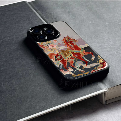 苹果17promax马年花开j玻璃手机壳马年新年祝福有钱适用苹果华为红米K80PRO小米17PROMAXP70ULTRAMATE80PROMA