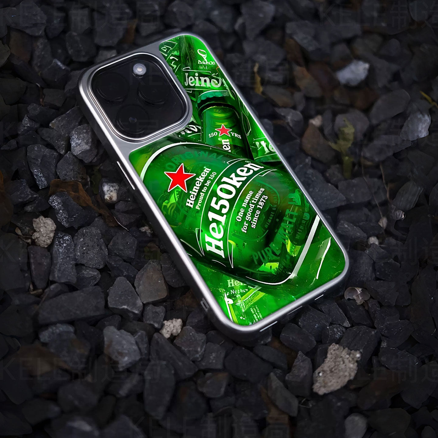 喜力啤酒电镀玻璃黑框磨砂手机壳适用苹果iphone17promax华为小米15ULTRA华为MATE70PROPLUSOPPORENO13VIVOX2