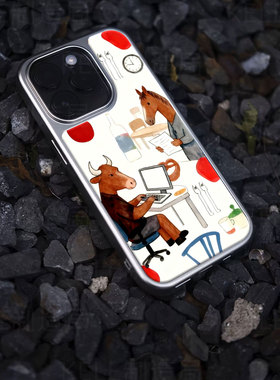 牛马办公电镀玻璃黑框磨砂手机壳适用苹果iphone17promax华为华为P60PROOPPORENO13VIVOX200PROMINI华为MATE7