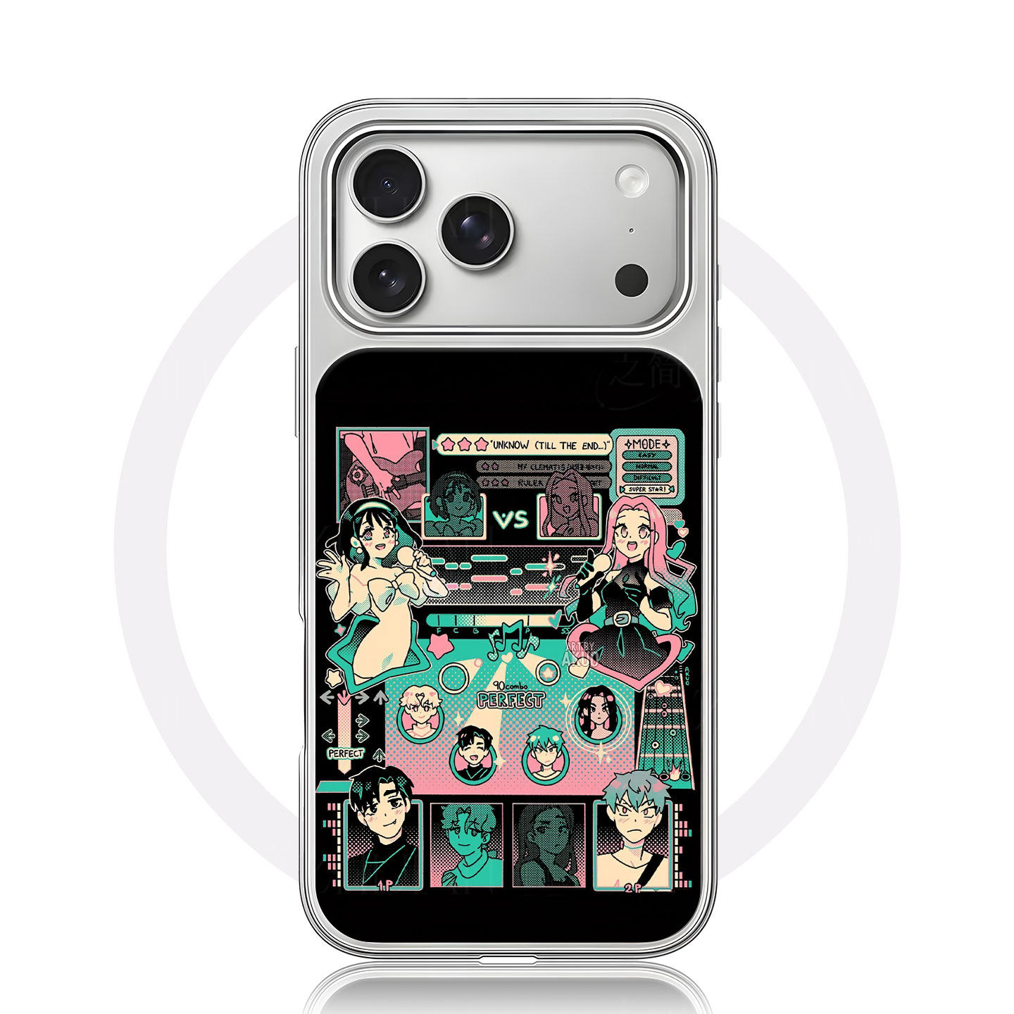 偶像音游对战大孔黑框玻璃磨砂磁吸碳纤纹手机壳适用苹果iphone17promax华为MATE50PROP70PRO15/16PLUS12/13/