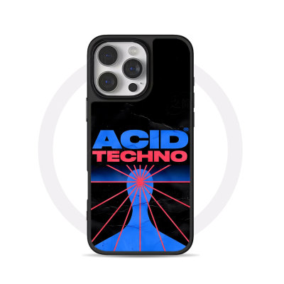酸性科技电音大孔黑框玻璃磨砂磁吸碳纤纹手机壳适用苹果iphone17promax华为小米14PROP70ULTRAMATE80PRO12/1