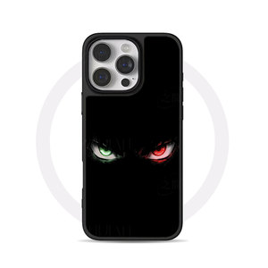 红绿异瞳邪眼大孔黑框玻璃磨砂磁吸碳纤纹手机壳适用苹果iphone17promax华为P60PRO小众个性小米17PROMAXP80P