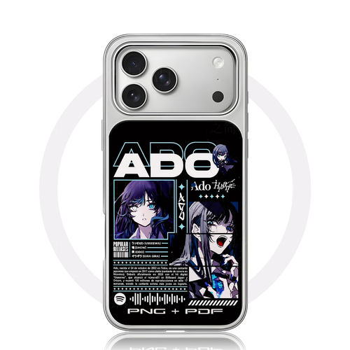 Ado应援大孔黑框玻璃磨砂磁吸碳纤纹手机壳适用苹果iphone17promax华为15/16PLUS小米14PROP80PROP70PRO