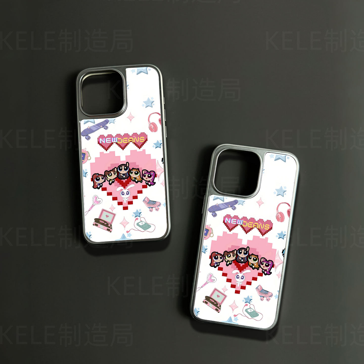 飞天小女警电镀玻璃黑框磨砂手机壳适用苹果iphone17promax华为小米17PROMAX华为MATE70PROPLUS华为PURA70PRO