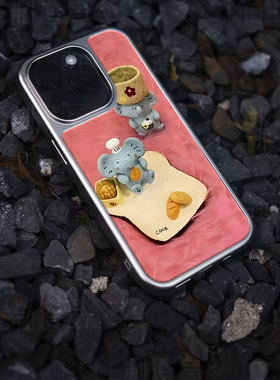 小象烘焙电镀玻璃黑框磨砂手机壳适用苹果iphone17promax华为华为MATE70PROPLUS华为MATE50PRO华为PURA80ULTR