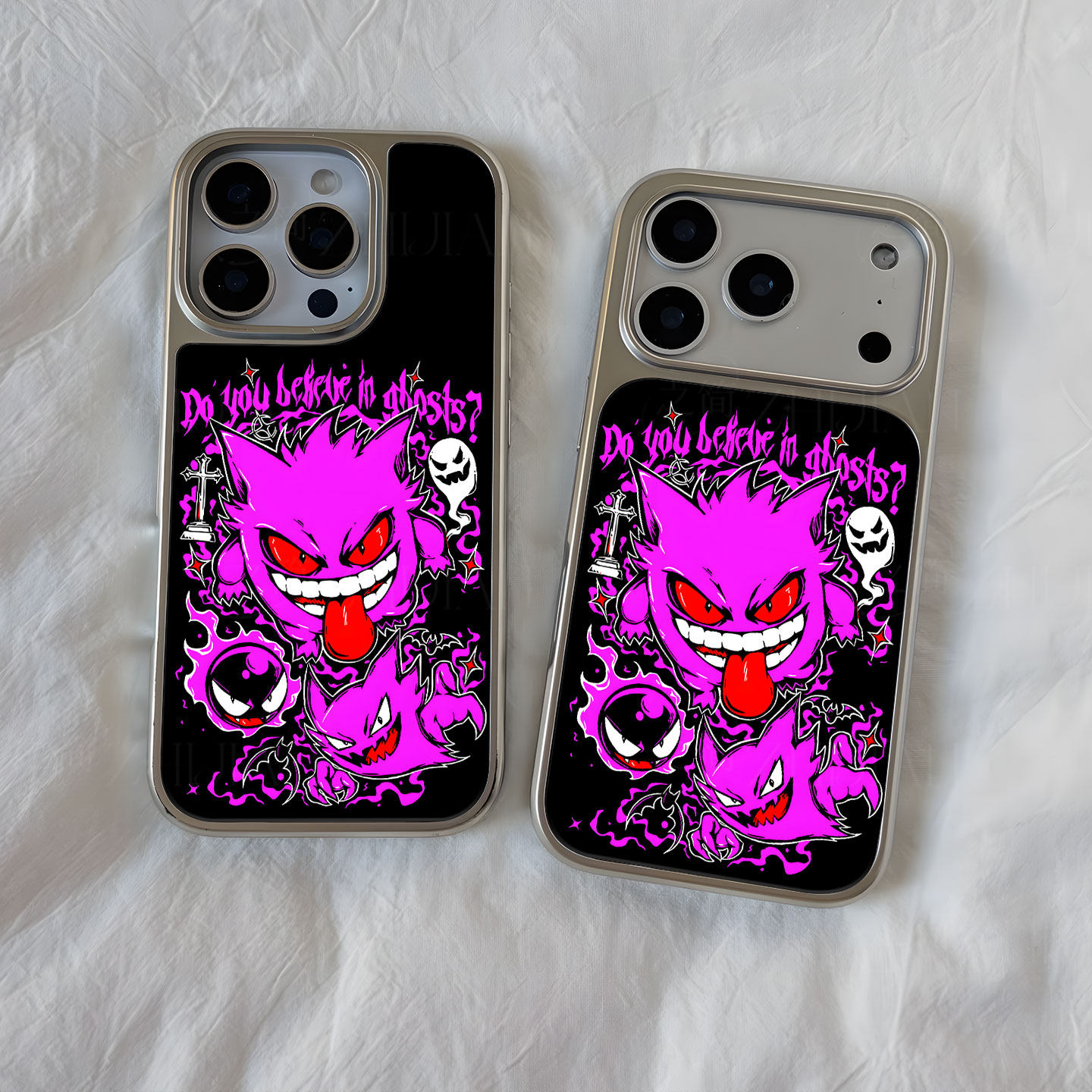 幽灵宝可梦图案大孔电镀黑框磨砂磁吸碳纤纹手机壳适用苹果iphone17promax华为P70PROMATE60PRO小米14PRO