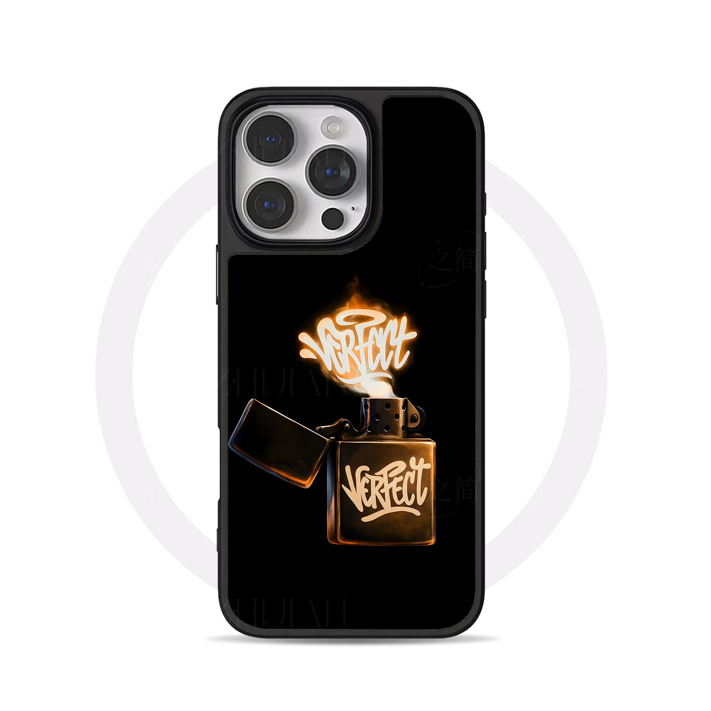 Verfect打火机大孔黑框玻璃磨砂磁吸碳纤纹手机壳适用苹果iphone17promax华为MATE80PROMATE50PRO15/16PLUS小