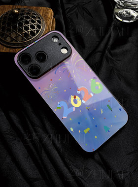 苹果17promax马年烟花玻璃手机壳马年新年祝福有钱适用苹果华为FINDX8PROVIVOS20PROIQOONEO10PROPLUS荣耀400