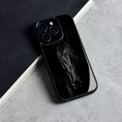 苹果17promax黑马头部玻璃手机壳马年新年祝福有钱适用苹果华为一加ACE5至尊版OPPOK12XMATE70PRO+一加ACE6