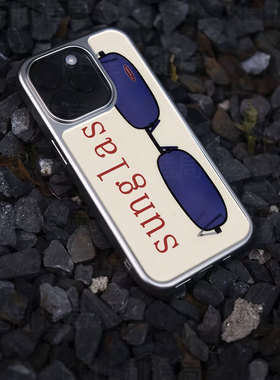 太阳眼镜电镀玻璃黑框磨砂手机壳适用苹果iphone17promax华为小米17PROMAXVIVOIQOO12PRO华为PURA70PROPLUS华