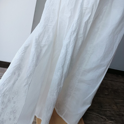 纯元日单新精美刺绣拼接半裙  飘逸感十足松紧腰高腰半裙