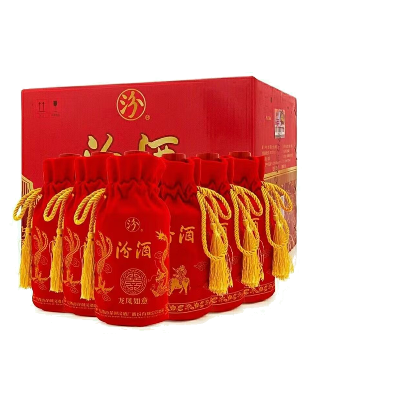 42度龙凤如意汾酒475ml*6瓶布袋整箱装山西特产清香型结婚白酒