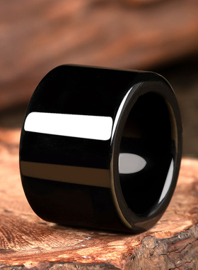 纯天然缅甸墨翠a货翡翠戒指男士扳指黑色玉石指环配证书礼盒饰品