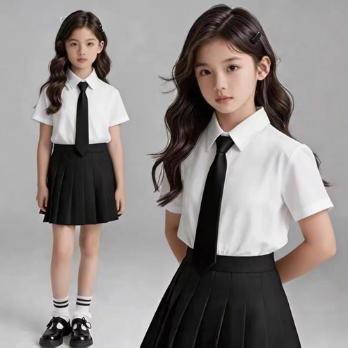 女孩jk制服白衬衣西裤套装领带衬衫裙子演讲比赛演出服初中生朗诵