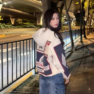 重磅450g纯棉华棉复合银狐绒美式 宽松卫衣外套女秋冬 虞书欣同款