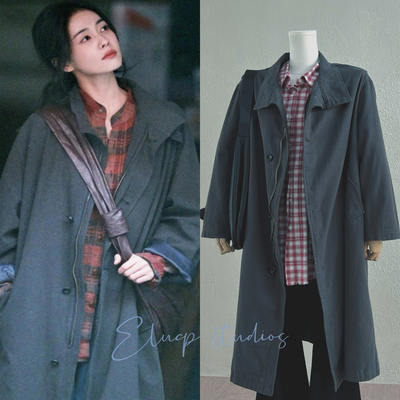 白鹿明星同款复古文艺风衣