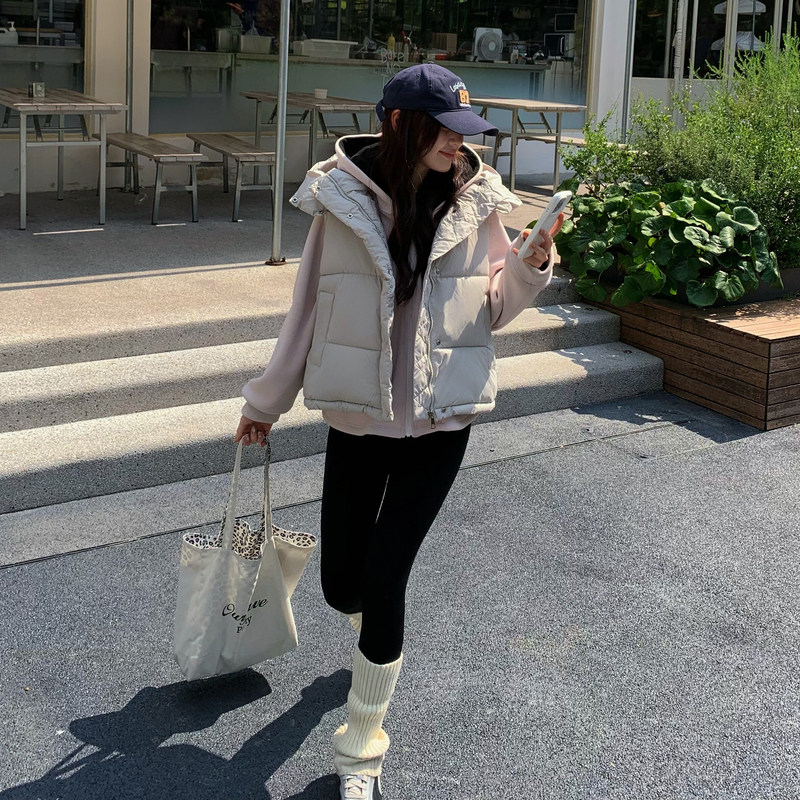 lu同款四格羽绒棉马甲女短款冬季