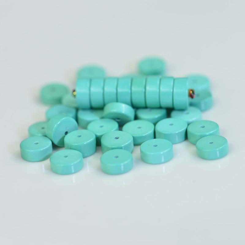 原矿天然绿松石直切隔片隔珠垫片配珠原石文玩菩提子散珠配饰