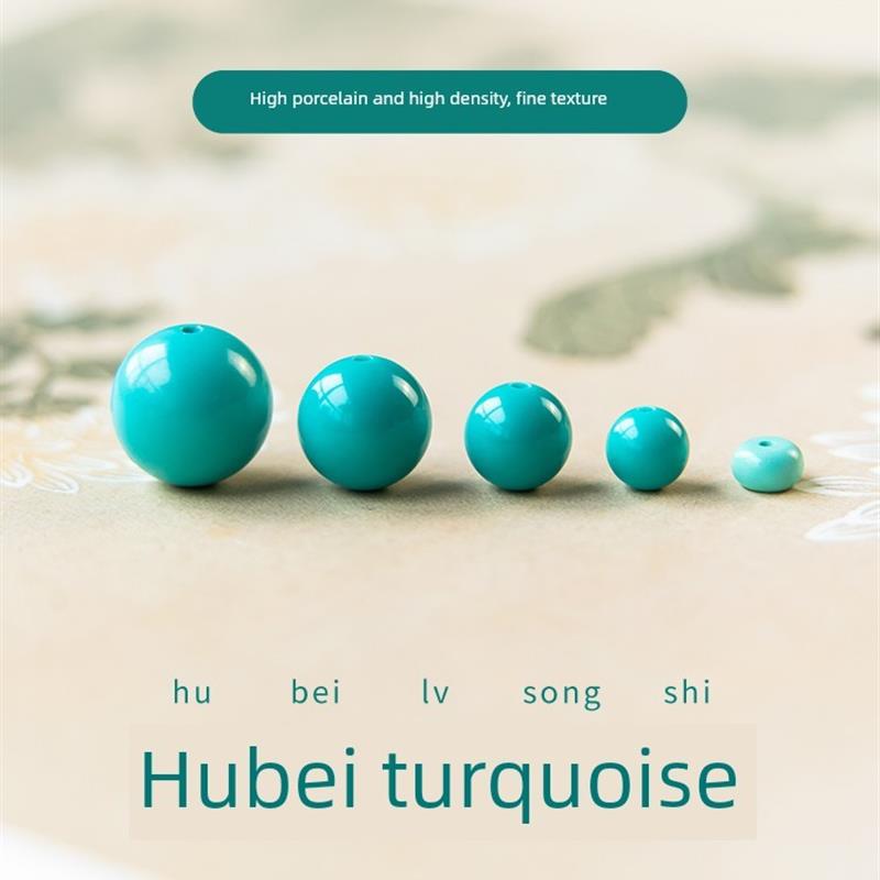 绿松石散珠手串珠子单珠配饰隔片圆珠古风配珠手炼女配件正品