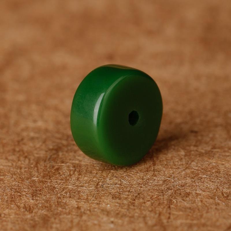 吉祥】俄料新款碧玉隔片平安扣菠菜绿满绿单珠散珠珠月猴头手串配