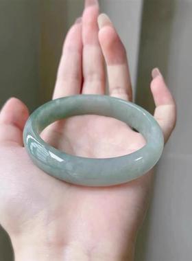 缅甸油绿翡翠手炼薄冰式浮绿圆手炼浅绿色浮花手炼皇妃手炼少女手
