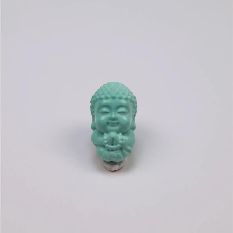 湖北天然绿松石高瓷蓝宝宝佛背云吊坠多宝顶桶珠文玩手串配饰