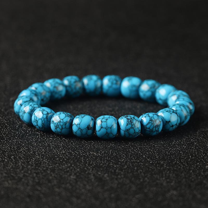 吉祥】湖北绿松石网花老型手串高瓷精工蓝料男士女士手链生日节日