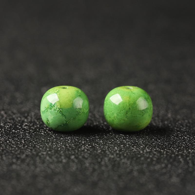 吉祥】湖北绿松石菜籽黄老型单珠高瓷散珠星月猴头沉香手串配饰手