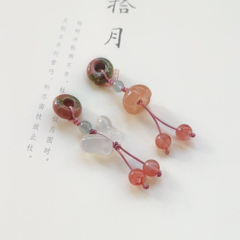 玉花石隔珠无患子手串吊坠天然玉髓雕刻手链提溜 饰品配件挂坠