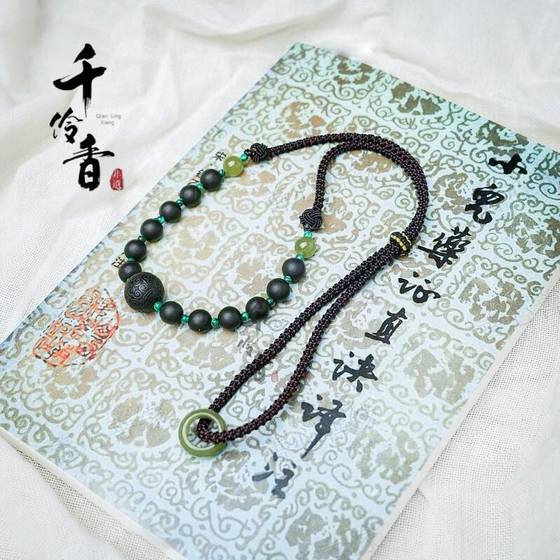 吉祥】天然合香珠儿童吊坠时尚编绳男女款项炼古风送礼