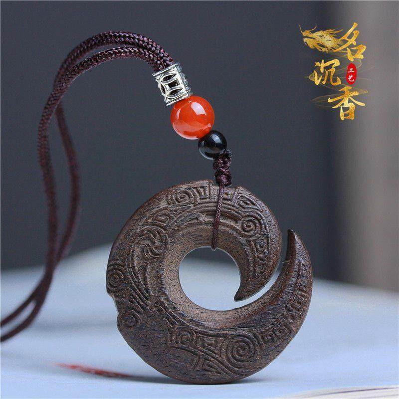 吉祥】越南芽庄黑奇楠沉香秒沉水时来运转吊坠棋楠沉香吊坠满油黑