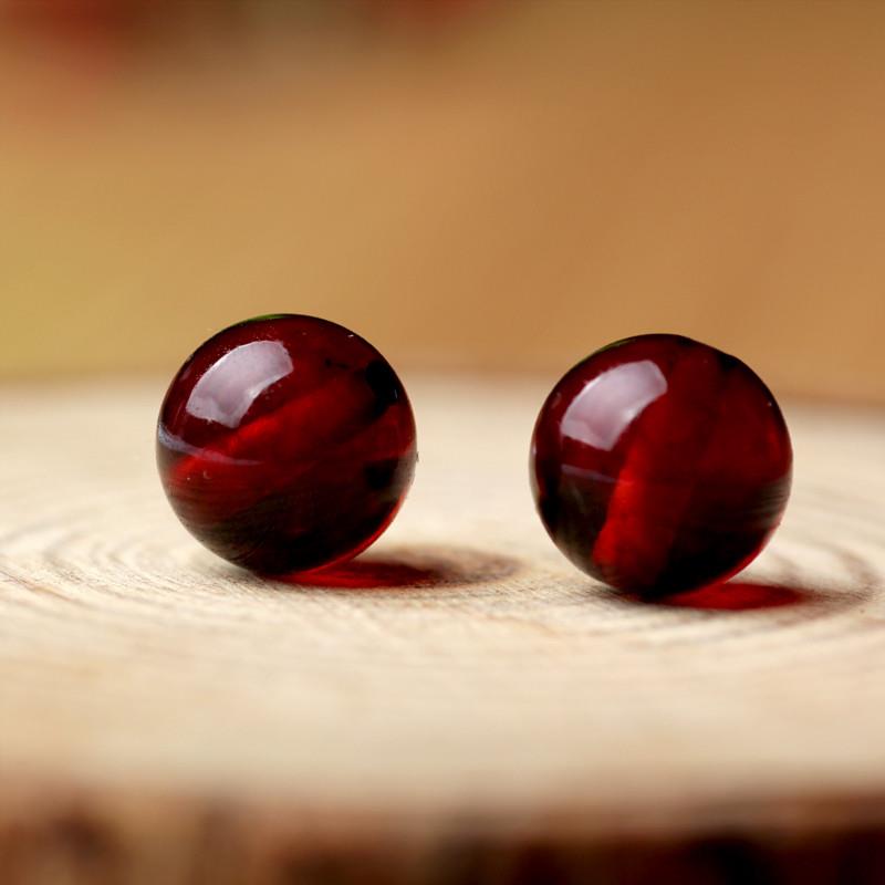 包邮血珀散珠单珠天然圆珠琥珀蜜蜡腰顶珠子手串星月单颗配饰配珠