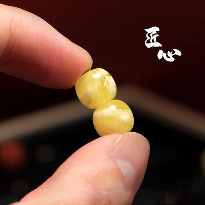 吉祥】俄料天然白花蜜蜜蜡老型桶珠单珠腰珠手串菩提金刚星月手链