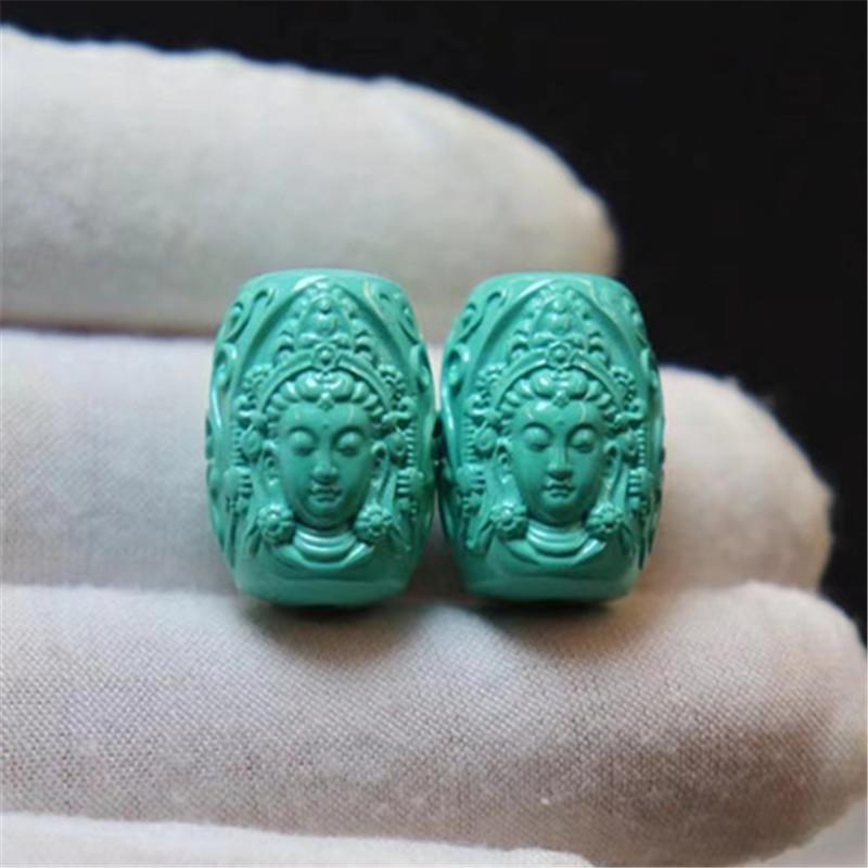 吉祥】绿松石圆珠桶珠三通背云观音弥勒佛貔貅戒指配饰配珠隔片项