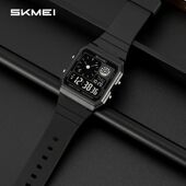 时刻美手表男款 女防水休闲多功能电子表方块虚拟指针学生双显手表