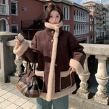 现货092-2549咖色羊羔毛P195控288，女装短外套，浙宝092