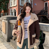 现货092-2549咖色羊羔毛P195控288，女装短外套，浙宝092