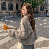 现货092-2546灰色羊羔毛外套P195控288，女装短外套，浙宝092