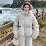 新款092-2555针织拼接短款羽绒服50绒P265控398，女装羽绒服，浙宝092