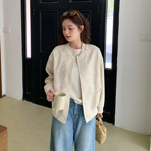 现货 重工刺绣棒球服杏色092-2510-P155控228图片