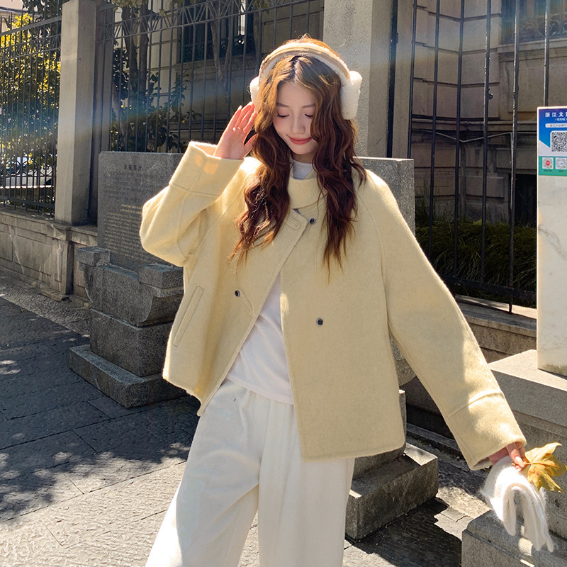 现货092-2540米黄色双面呢P245控368,女装毛呢外套,浙宝092
