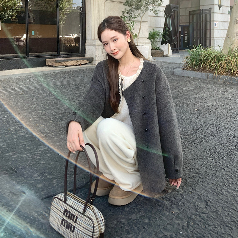 现货092-2943花边灰色双面呢P255控378,女装毛呢外套,浙宝092