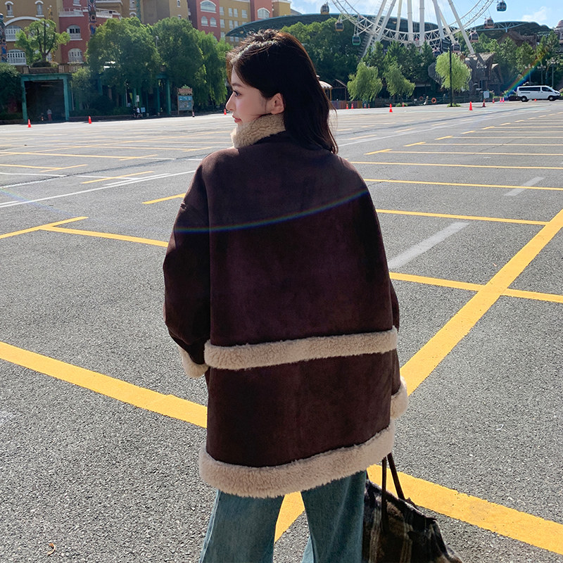现货092-2549咖色羊羔毛P195控288,女装短外套,浙宝092