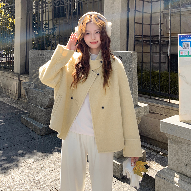现货092-2540米黄色双面呢P245控368，女装毛呢外套，浙宝092