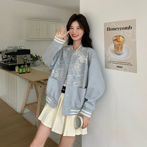 现货新款 092-2510-重工提花蓝色棒球服P155控228图片