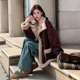 现货 092-2549咖色羊羔毛P195控288,女装短外套,浙宝092,浙宝-网红风