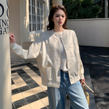 国风盘扣提花棒球服外套女2025春秋季新款新中式显瘦短款夹克上衣，女装短外套，浙宝092