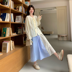 现货拼接衣裙套装 B092-2608-P175-K288图片