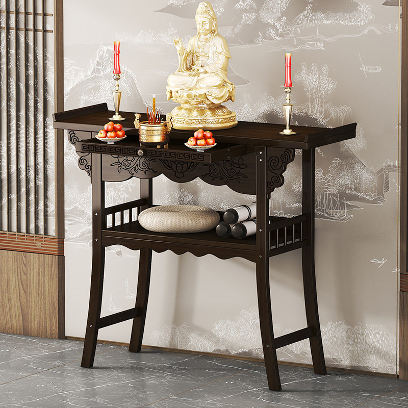 佛龛供桌香案家用新中式立柜财神爷柜佛台双层佛像关公菩萨供奉台