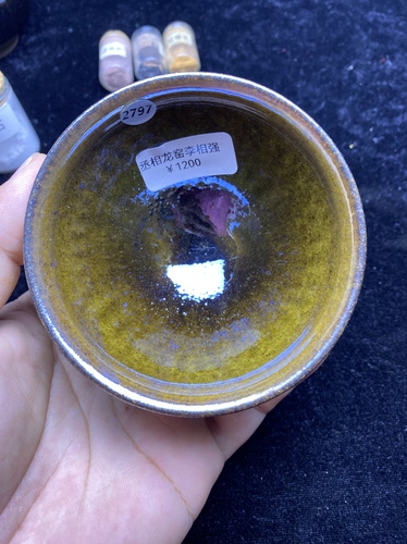 丞相龙窑柴烧建盏主人杯茶杯 窑膜彩老玉子 束口口径8.6cm高4.9cm